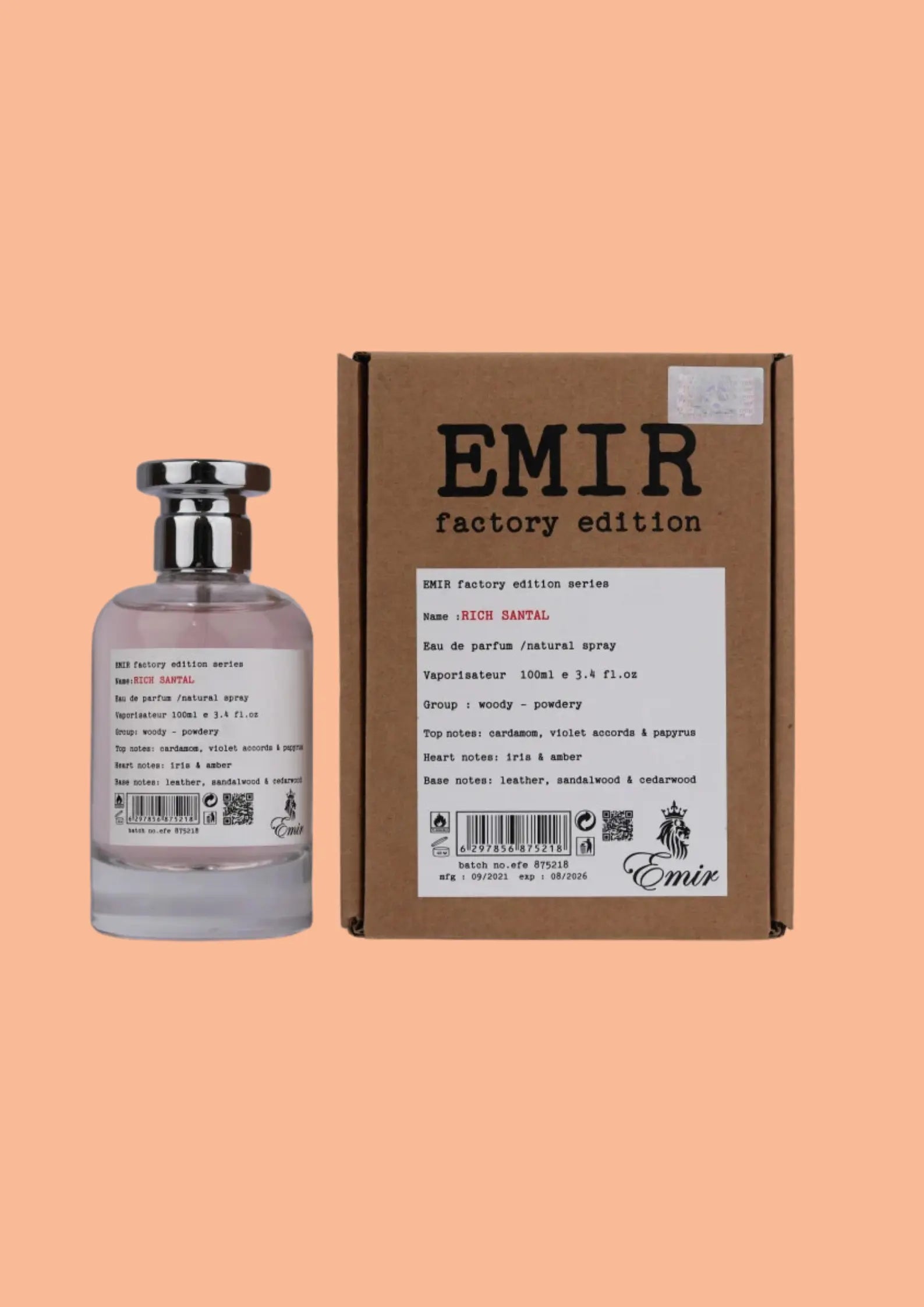 Eau de Parfum Rich Santal - Emir 100 ML Inspiration : Santal 33 - Le Labo